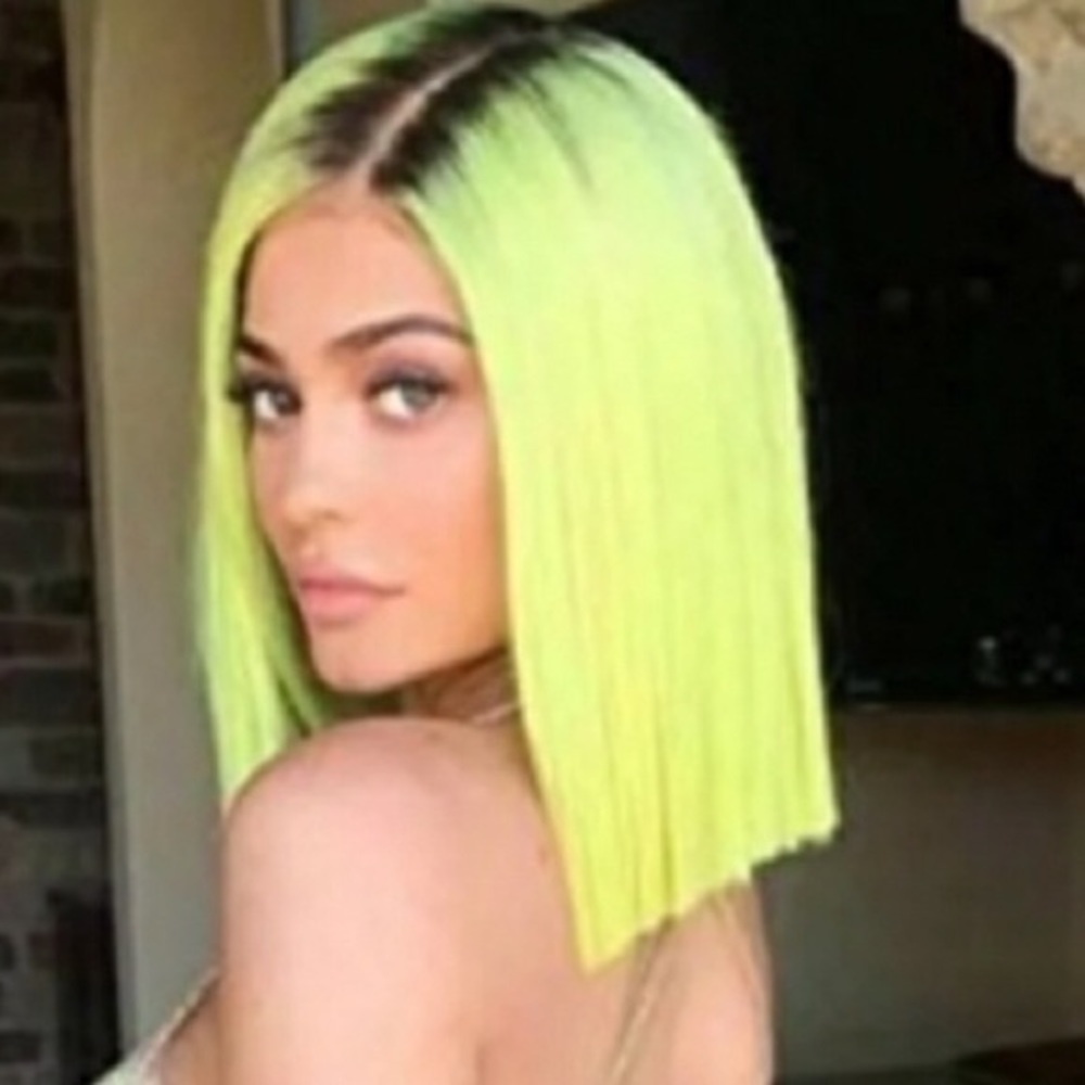 Kylie Jenner Neon yellow lace front wig